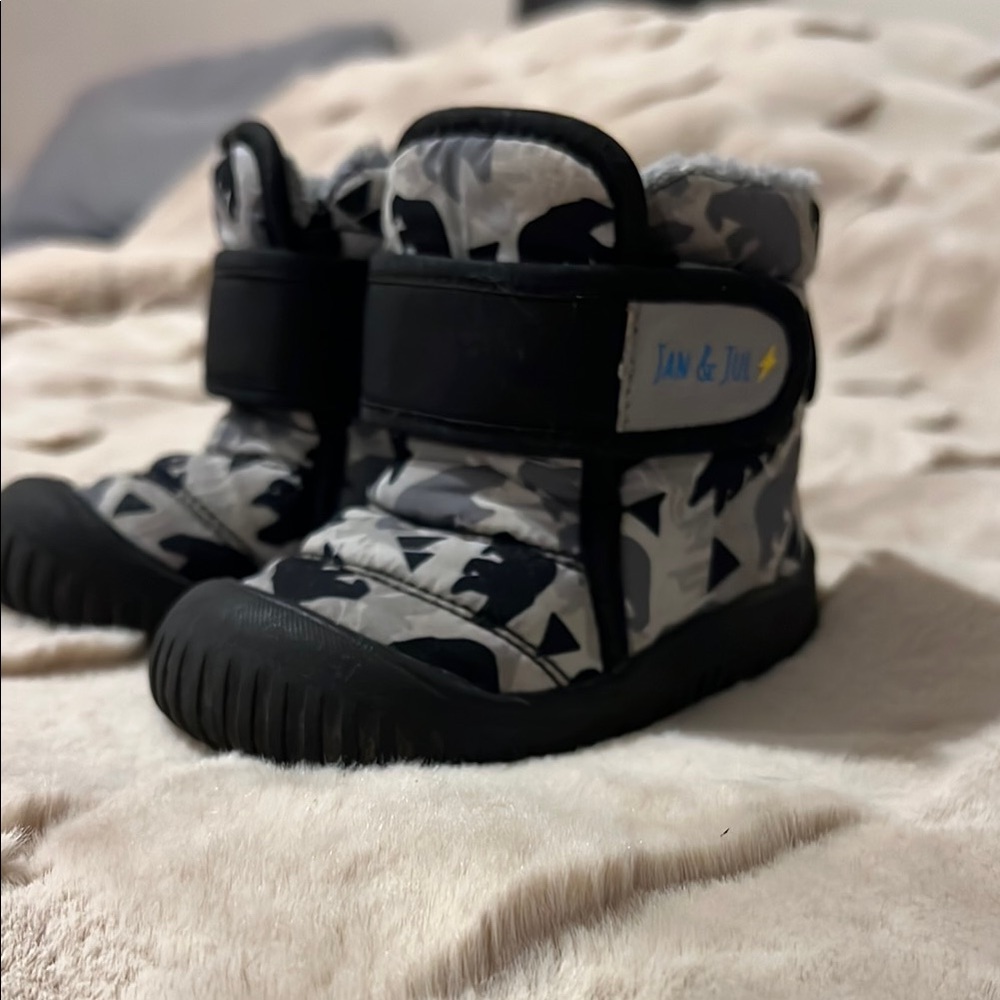 Kids Black and Gray Rain & Snow Boots
